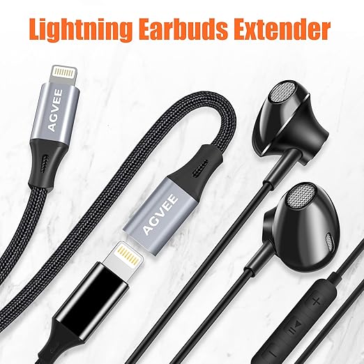 AGVEE 2 Pack 1ft Lightning Extension Cable, Braided Female to Male Extender - Image 4