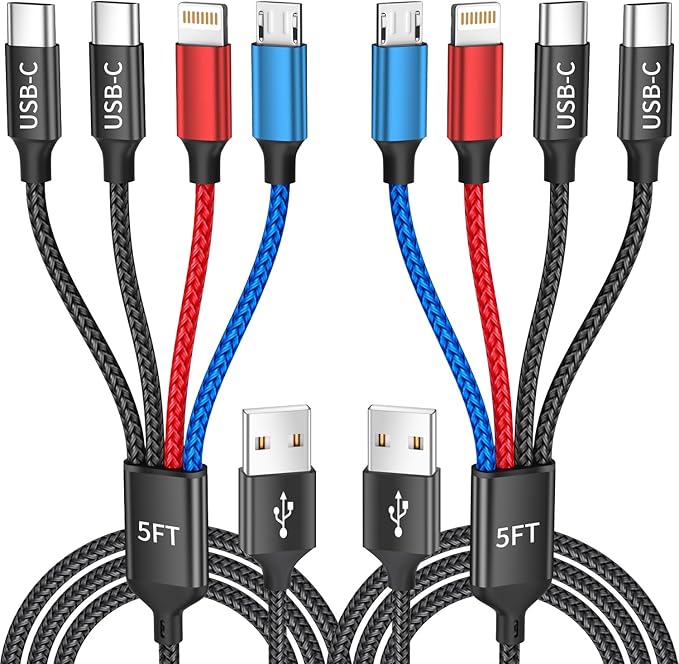 Travel Essentials, Dual Type-C 4 in 1 Multi Charging Cable by MPATIBY
