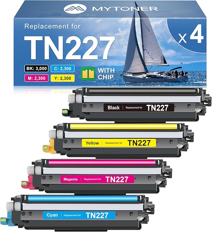 MYTONER TN227 High Yield Toner Cartridge 4 Pack Compatible Replacement by MYTONER