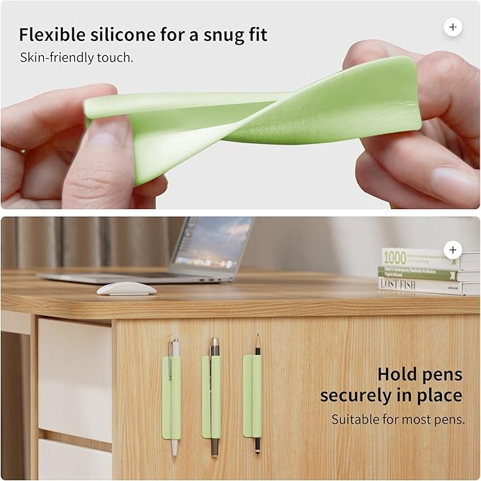 ELETIUO Pencil Holder For Most Pens, Self-Adhesive Stick To Notebooks, Silicone - Image 6