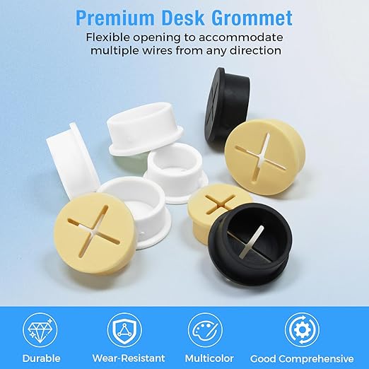 Desk Grommet, 3/4 in 20 mm Silicone Rubber Grommets, Flexible Wall Cord Pass - Image 2