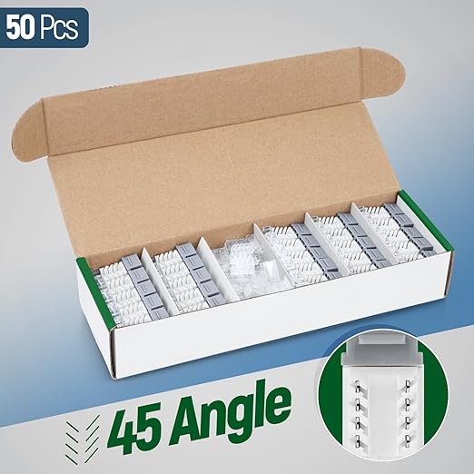 Everest 45° Angled RJ45 Cat6A Keystone Jacks 50-Pack in Gray - Image 2
