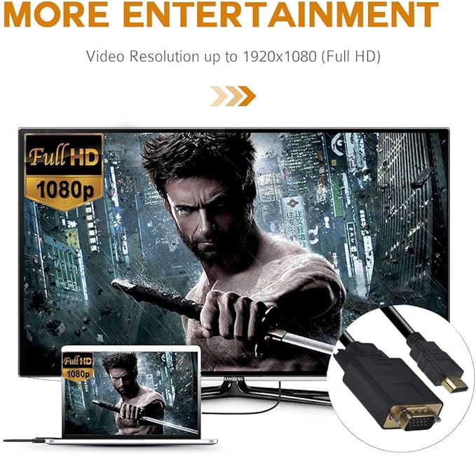 HDMI to VGA Cable, 1080P HDMI Male to VGA Male M/M Video Converter Cord VGA - Image 6