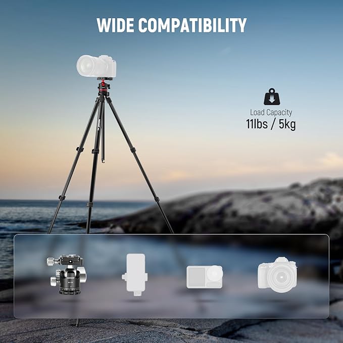 NEEWER Basics 66.5"/169 cm Travel Tripod - Image 8