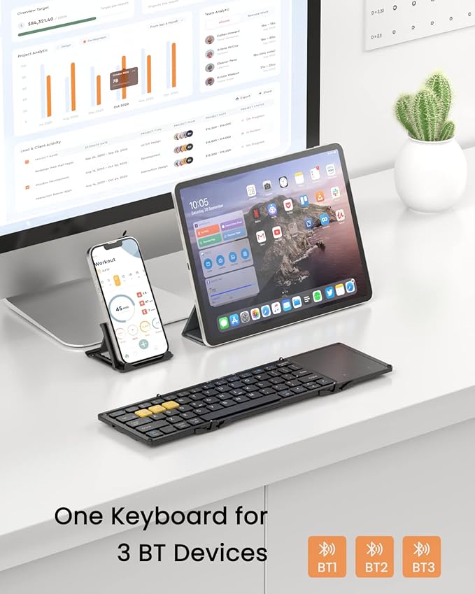 Foldable Bluetooth Keyboard, Wireless Portable Keyboard - Image 2