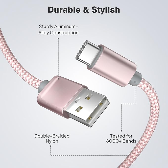 Elebase USB Type C Charging Cable 1.5/3.3/6.6FT 3 Pack, USBC Car Charger Cord - Image 4