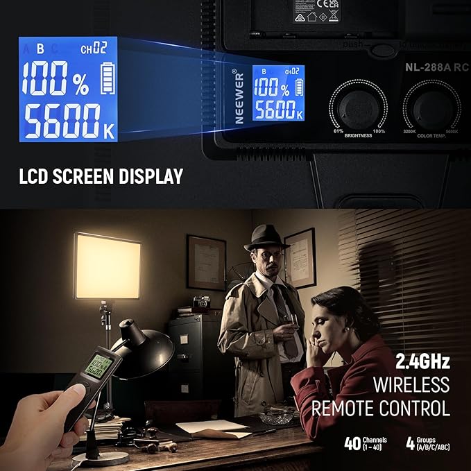 NEEWER NL288 LED Video Light Panel, 45W 4800Lux 3200K-5600K CRI97+ Dimmable Bi - Image 3