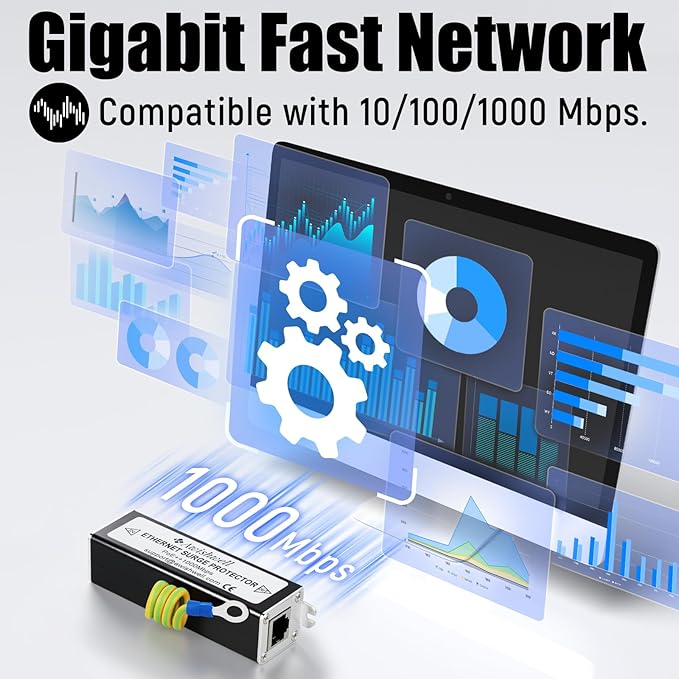 Ethernet Surge Protector Gigabit, 20KA PoE++ Ethernet Lightning Arrestor - Image 3