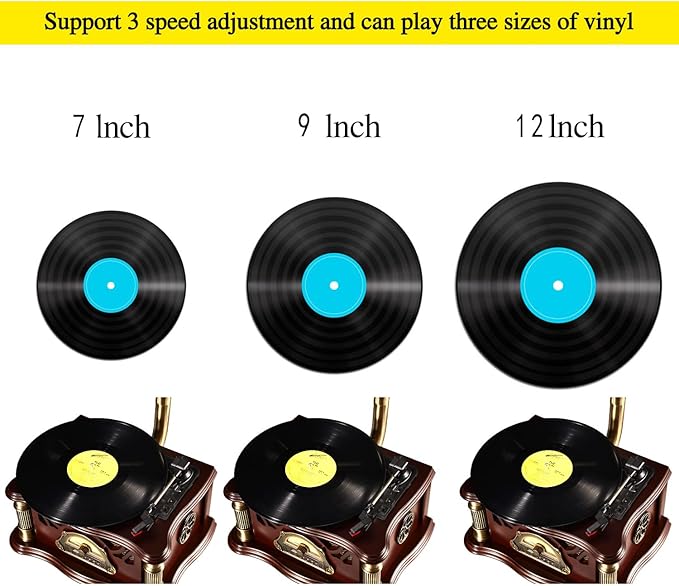 Vintage Gramophone with Bluetooth Output Vintage Record Players Retro - Image 5