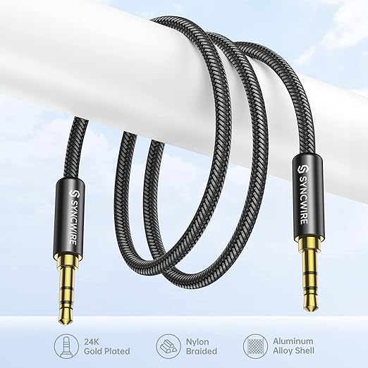 SYNCWIRE 3.5mm Nylon Braided Aux Cable, Audio Auxiliary Input Adapter Male to - Image 4