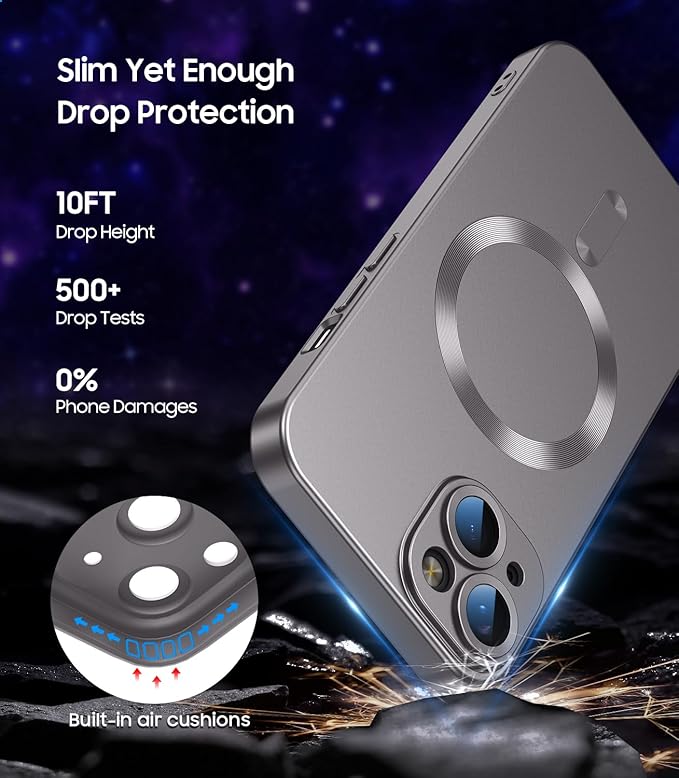 Magnetic for iPhone 14 Case Slim Soft Silicone Bumper Shockproof Metallic - Image 4