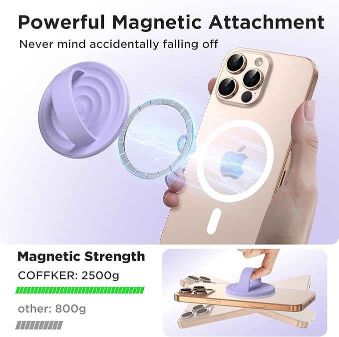 Magnetic Phone Ring Grip Holder, Silicone Finger Loop Grip, Compatible - Image 3
