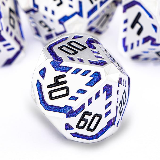 Metal DND Sci-fi Dice Set 7PCS Stripe Polyhedral Dice - Image 4