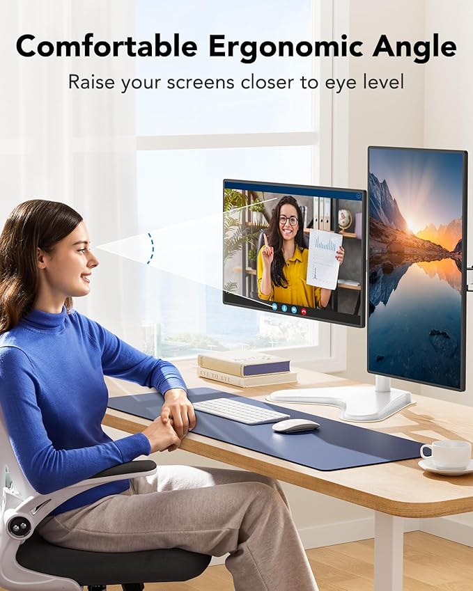 HUANUO 32 inches Dual Monitor Stand up to 17.6lbs, High-Grade Aluminum - Image 6