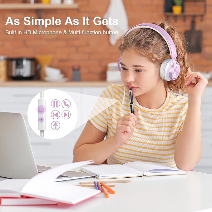 AILIHEN MS300 Purple Girl Headphones Wired - Image 2