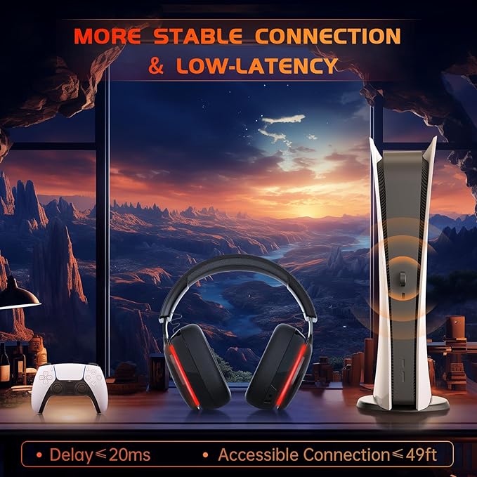 2.4GHz Wireless Gaming Headset for PS5, PS4 Fortnite & Call of Duty/FPS Gamers - Image 2