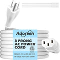 Adoreen 4 Ft Computer TV Replacement Power Cord White, 18AWG 3-Prong AC by Adoreen