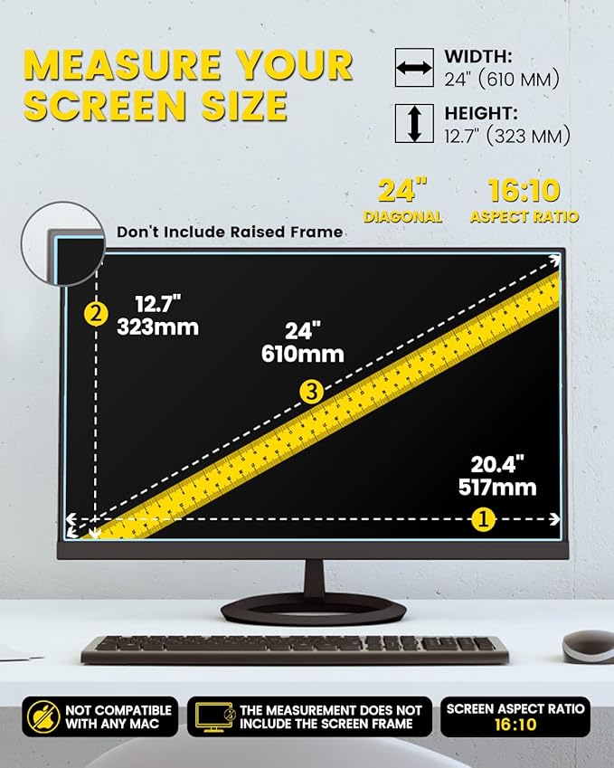 F FORITO 24 Inch 16:10 360°Privacy Screen Protector - Image 7