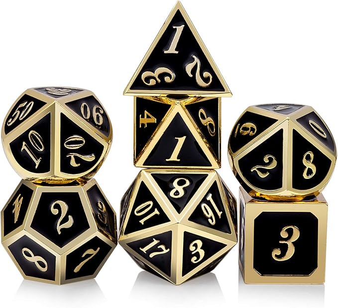DNDND Metal Dice Set D&D, 7 die Metallic Polyhedral Dice Set by DNDND