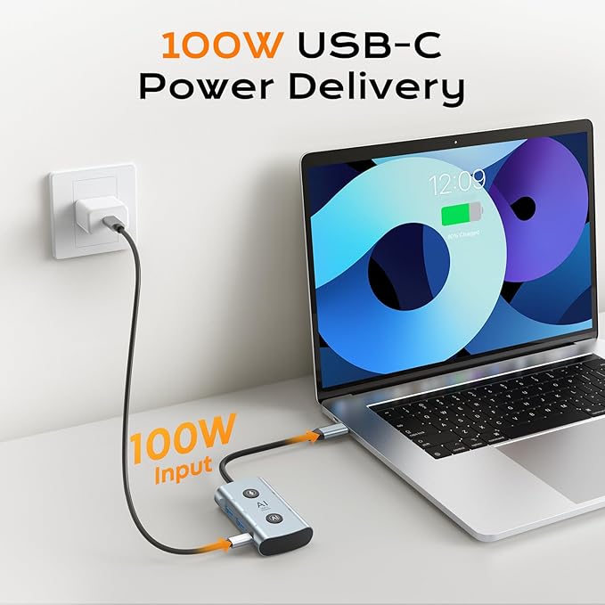 AI Laptop Docking Station with Dual Monitor 4K, TOPOINT 7-in-1 USB C Hub with - Image 7