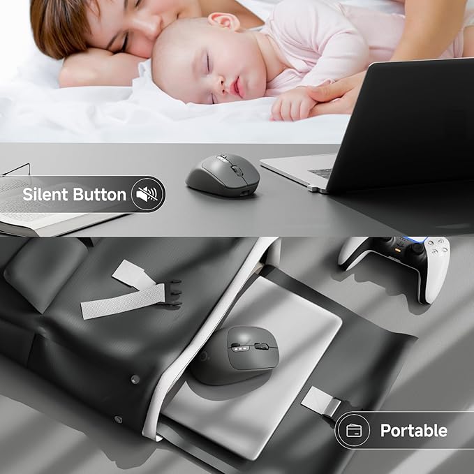 EWEADN Q5 Wireless Mouse, Battery Level Display, Ergonomic Office Mouse - Image 7