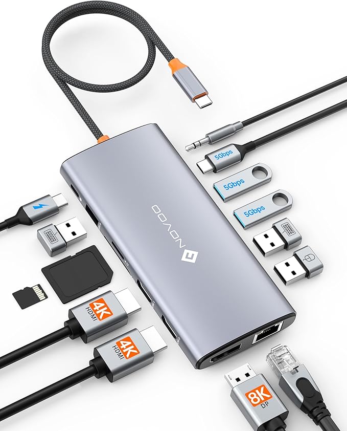 Dell/HP/Lenovo/Surface USB C Docking Station by NOVOO