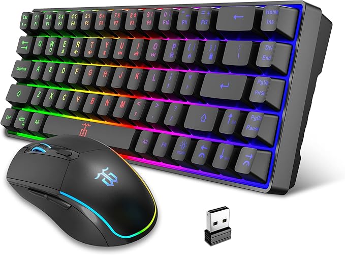 Snpurdiri 60% Wireless Gaming Keyboard and Mouse Combo, LED Backlit by Snpurdiri