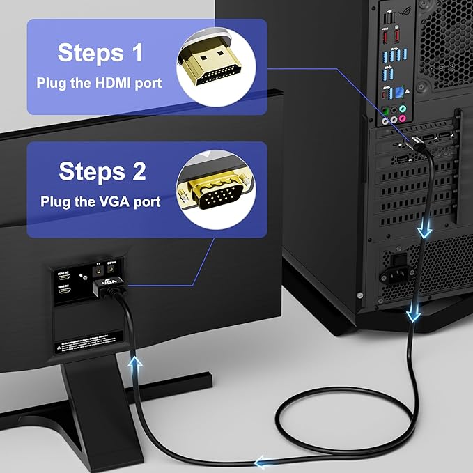 HDMI to VGA Cable 15 FT, Uni-Directional HDMI to VGA Cable, Aluminum Shells - Image 4