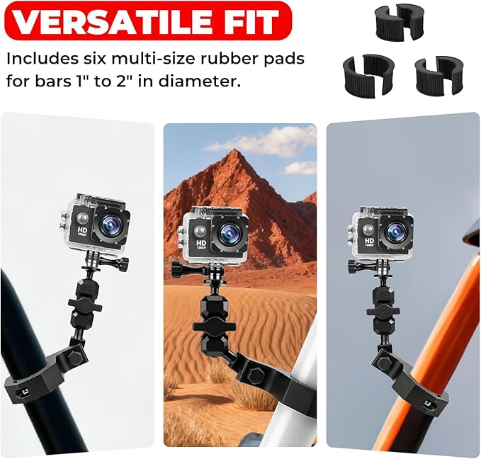 Jerbor Aluminum UTV ATV Camera Mount Holder 360° Compatible - Image 7