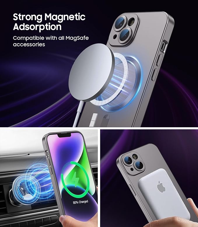 Magnetic for iPhone 14 Case Slim Soft Silicone Bumper Shockproof Metallic - Image 2