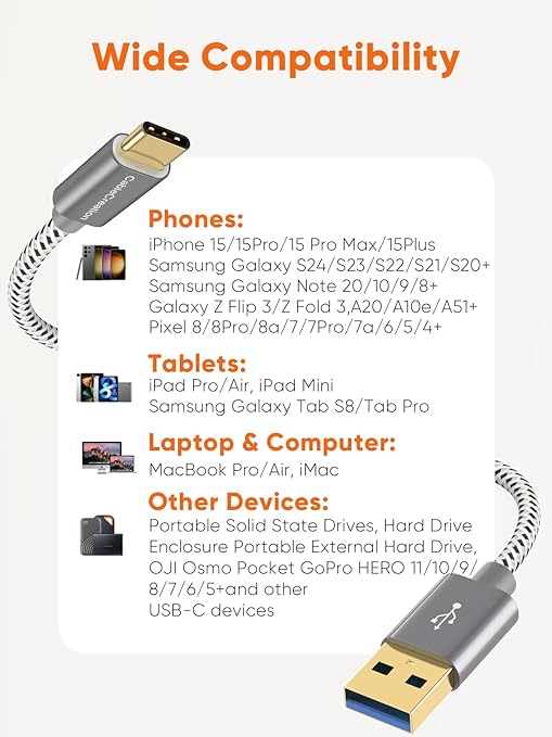 CableCreation USB C to USB A Cable 3FT, 10Gbps USB C to USB 3.2 USB 3.1 Gen2 - Image 7