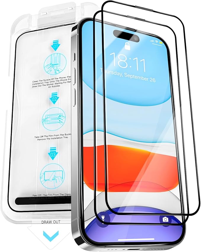 2 Pack Screen Protector for iPhone 16 Plus, Durable and Drop-Proof by Vongong
