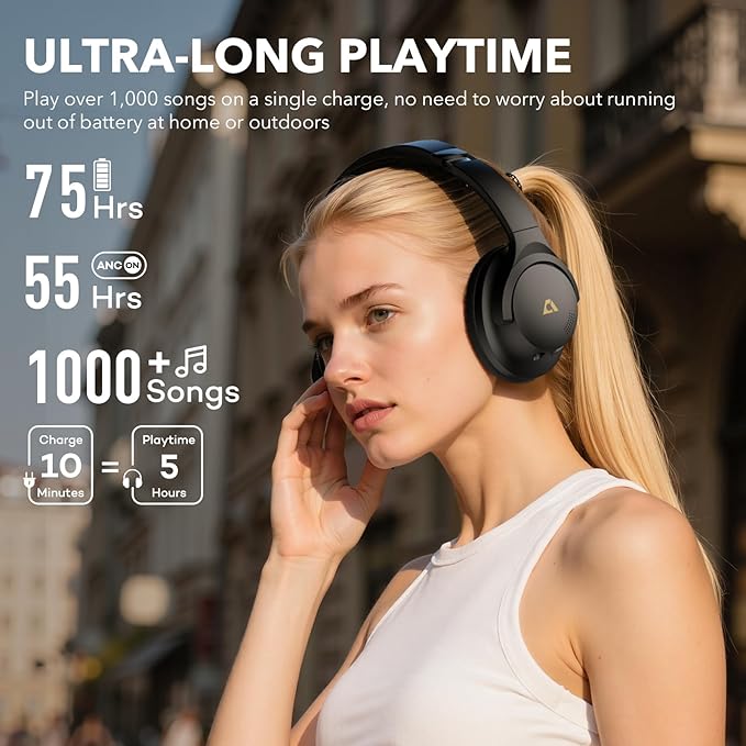 1Mii Y8 Active Noise Cancelling Headphones, Wireless Headphones Over Ear - Image 5