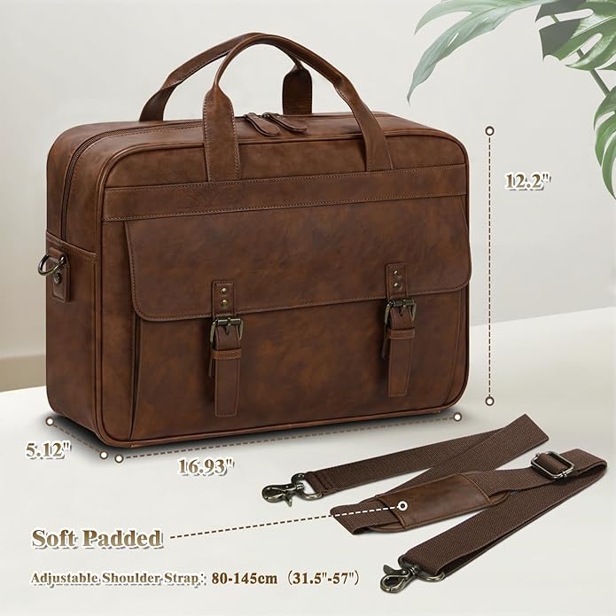 RAINSMORE Messenger Bag for Men 16 Inch Laptop Bag Vintage Leather Waterproof - Image 8