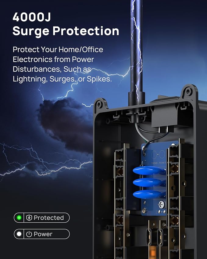 TROND Power Strip Surge Protector 10 ft Cord, 4000 Joules, ETL Listed, 13 - Image 2