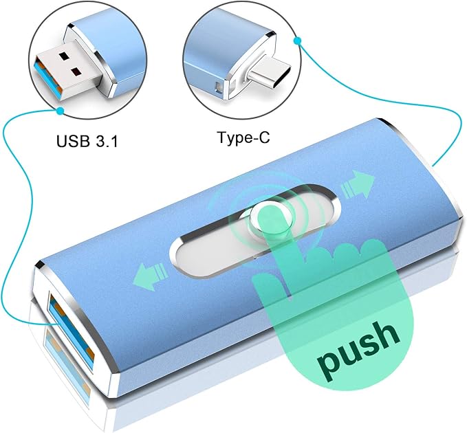 USB C Flash Drive Aiibe 128GB USB 3.1 Flash Drive Dual Drive USB Type-C Thumb - Image 3