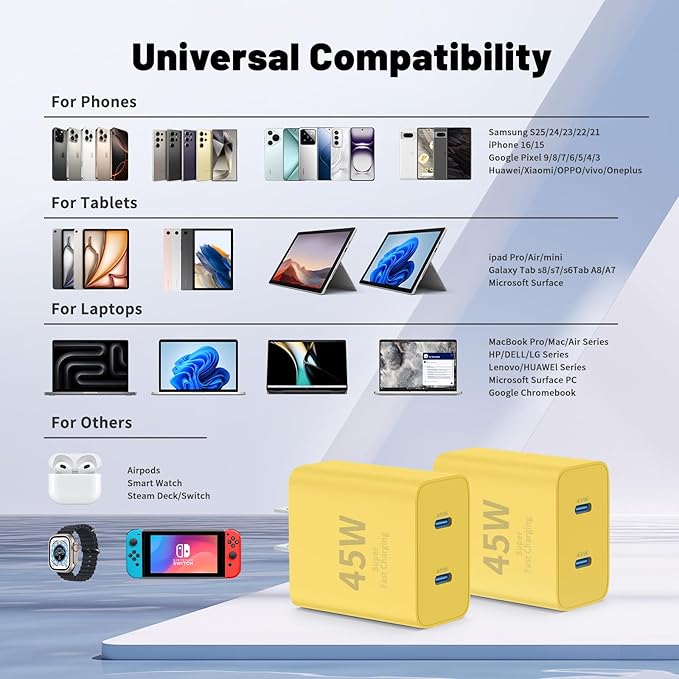 Super Fast Samsung Charger Type C, 45W Dual Port USB C Fast Charger Block & - Image 7