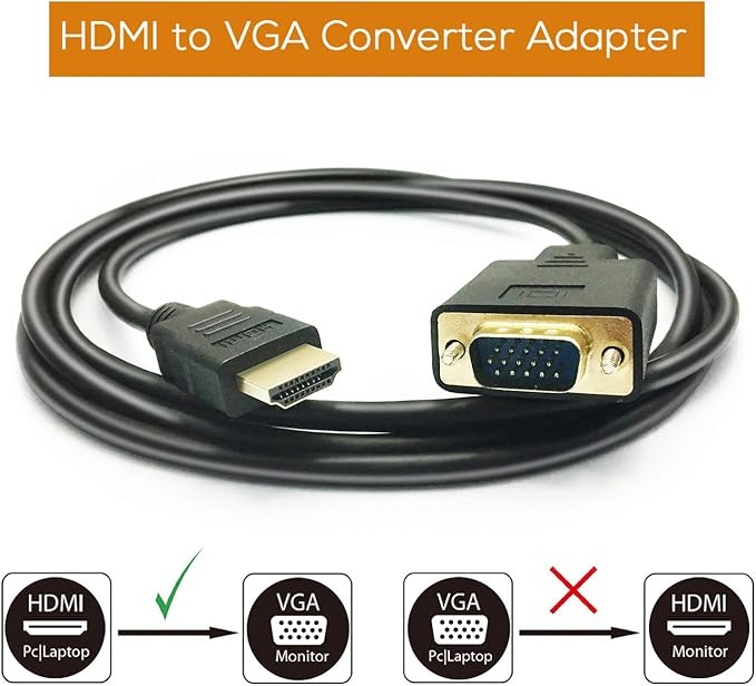 HDMI to VGA Cable, 1080P HDMI Male to VGA Male M/M Video Converter Cord vga - Image 6