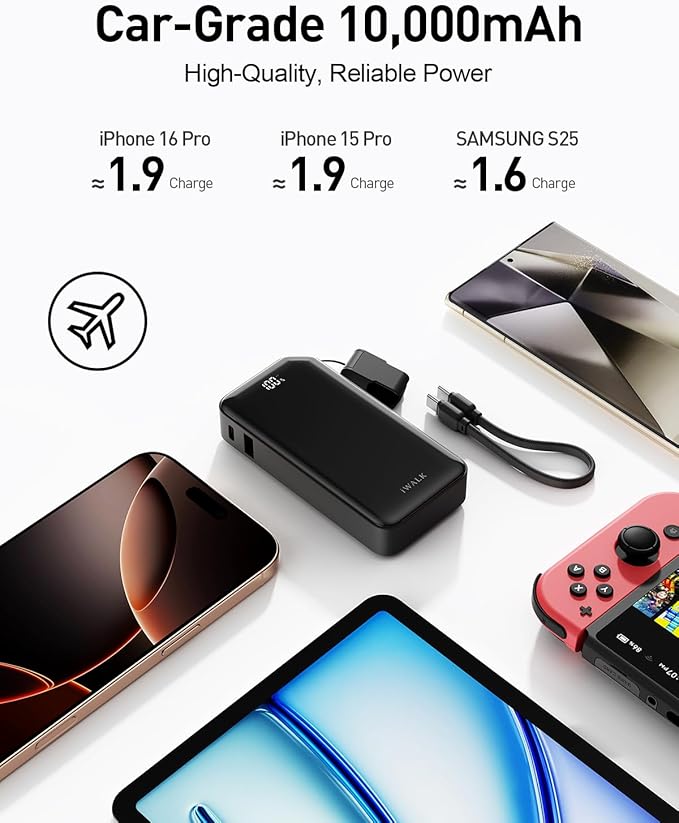 iWALK Portable Charger, Ultra Small 10, 000mAh 30W PD Power Bank, USB C in&Out - Image 4