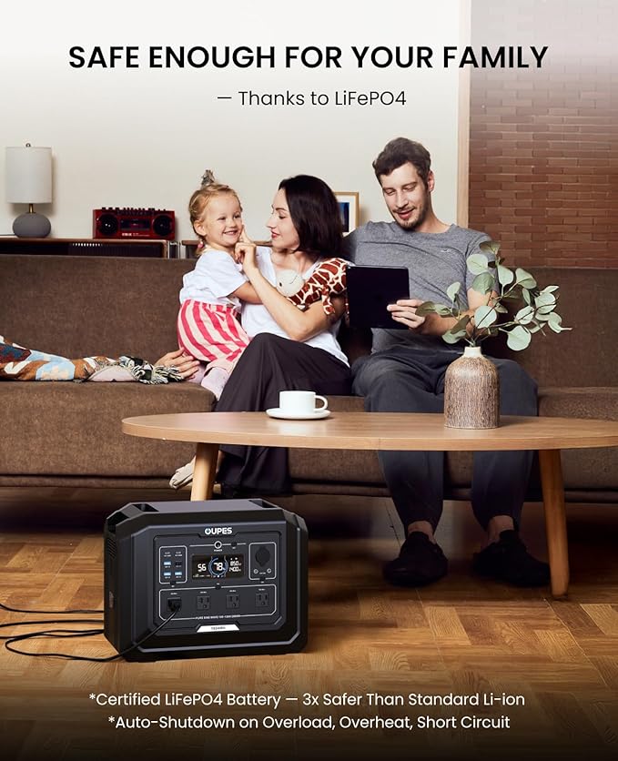 OUPES Mega 1 Portable Power Station, 1024Wh LiFePO4 Battery w/ 4 2000W AC - Image 7