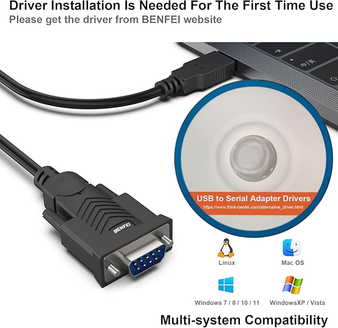 BENFEI USB to Serial Adapter, USB to RS-232 Male DB9 Serial Cable, Prolific - Image 4