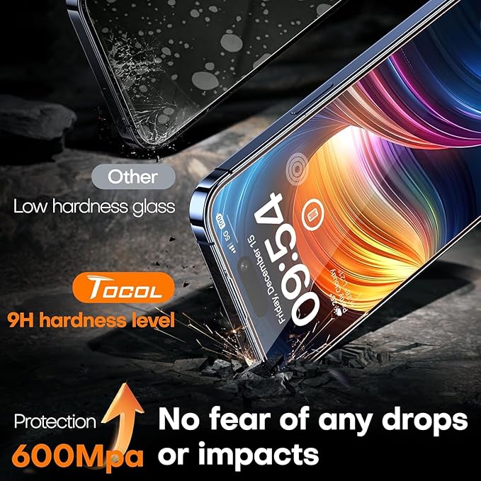 TOCOL for iPhone 15 Pro Screen Protector 9H Hardness Military Grade - Image 4