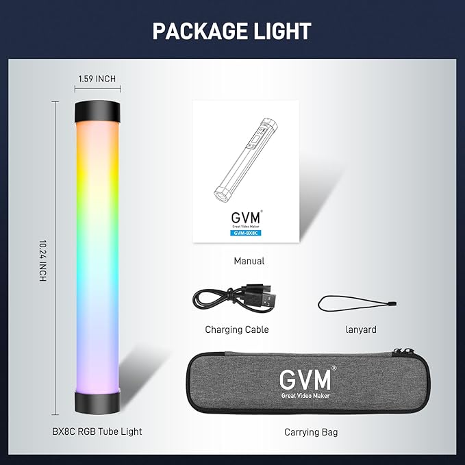 GVM RGB Tube Light with Spotlight, Magnetic Handheld Photography Light - Image 9