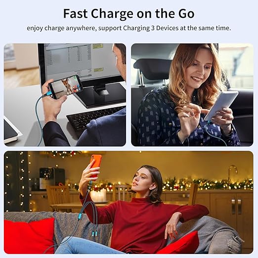 100W USB C Multi Charging Cable, 3 in 1 USB C Cable Fast Charging - Image 7