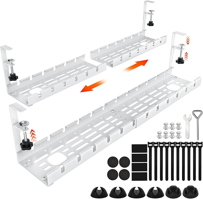 Shikha Cable Management Under Desk, 15.7"-31" Retractable Cable Management Tray by Shikha