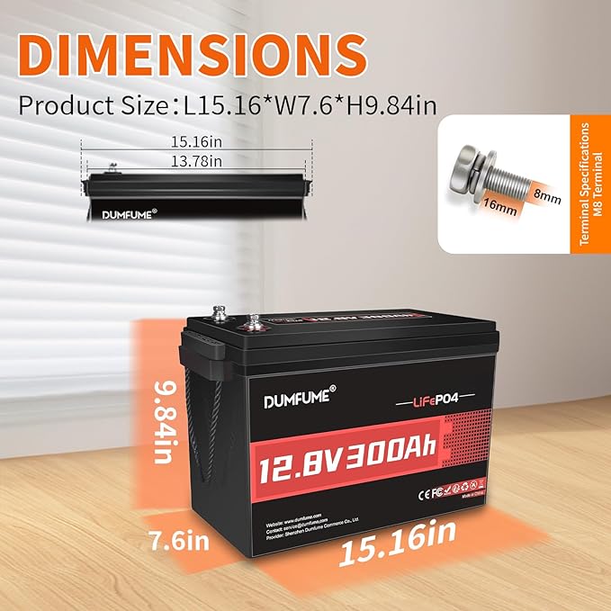 12V 300Ah Lithium LiFePO4 Battery, 200A BMS 3840Wh Rechargeable Lithium Iron - Image 3