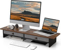 Fenge Monitor Stand with Drawer, 2 Tiers Dual Monitor Riser by Fenge