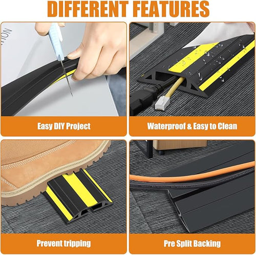 10 ft Cord Covers for Wires on Floor, Heavy Duty PVC Duct Floor Cord Cover - Image 2