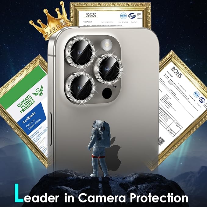 YWXTW Designed for iPhone 15 Pro/iPhone 15 Pro Max Camera Lens Protector Bling - Image 2