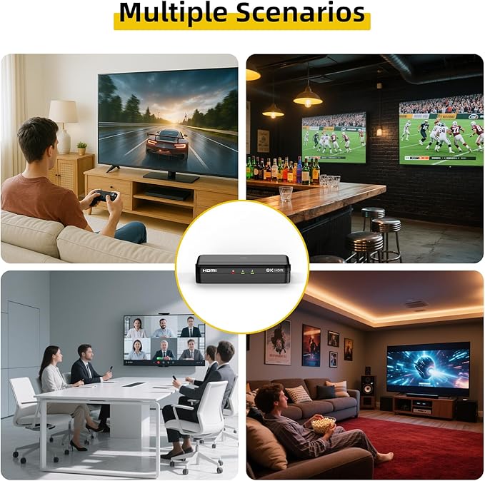 8K HDMI Splitter 1x2 – 1 in 2 Out, HDCP 2.3, Auto Downscaling, Duplicate/Mirror - Image 7